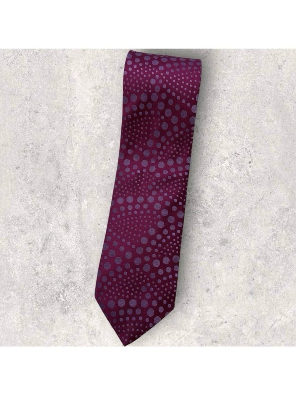 PENROSE Silk Tie ENGLAND XL Burgundy Purple Polka Dot W:3.1" EUC